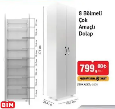 8 BÖLMELİ ÇOK AMAÇLI DOLAP
